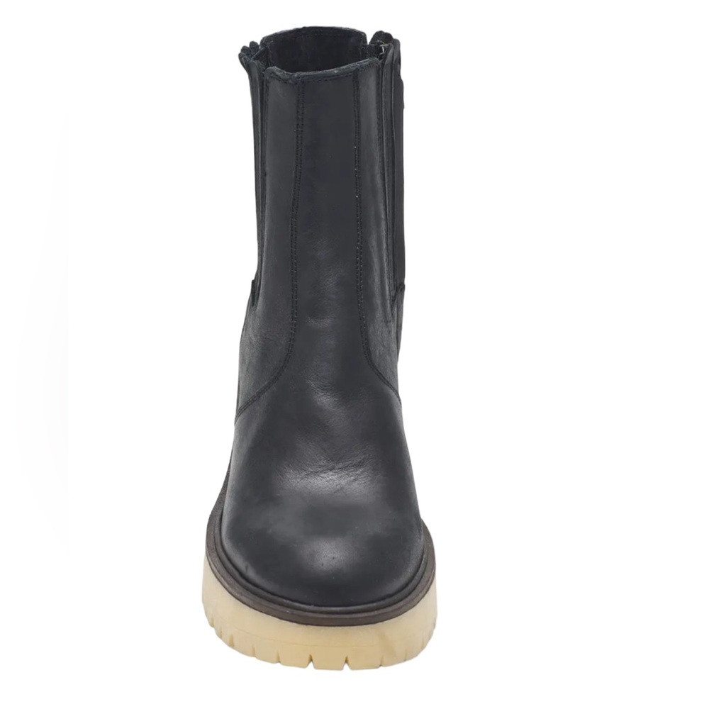 Free People James Leather Chunky Block Heel Chelsea Boots Black Size 10 - Picture 5 of 7